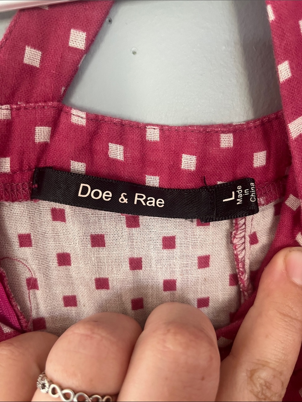Doe & Rae Raspberry Pink Square Print Dress Large - Picture 2 of 6